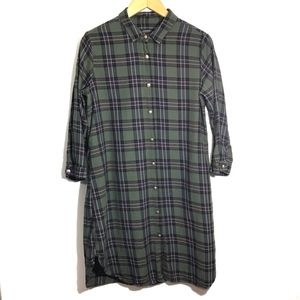 Zara Plaid Button Down Shirt Dress Small